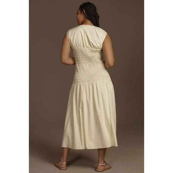 NWT Anthropologie Mare Mare Sleeveless Smocked Dress XL Yellow Maxi Vacation - Picture 2 of 8